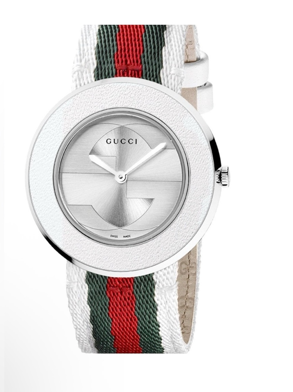 Gucci White Strap Watch with Green and Red Center Stripe - Picture 1 of 10
